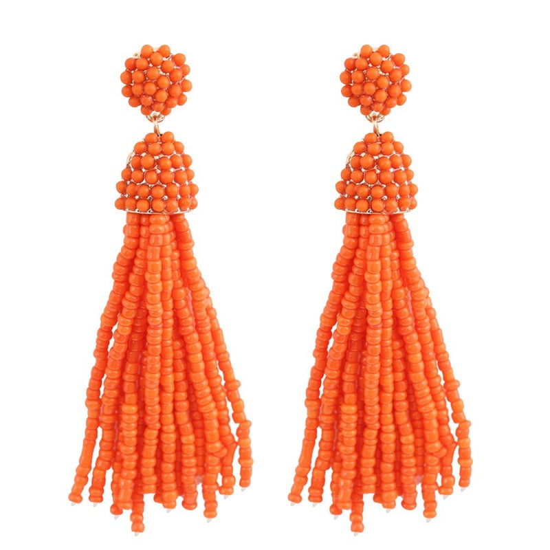 NLCAC Halloween Earrings Women's Beaded Tassel Earrings Long Fringe Drop Earrings Dangle Halloween Costume Jewelry(orange) - Image 1